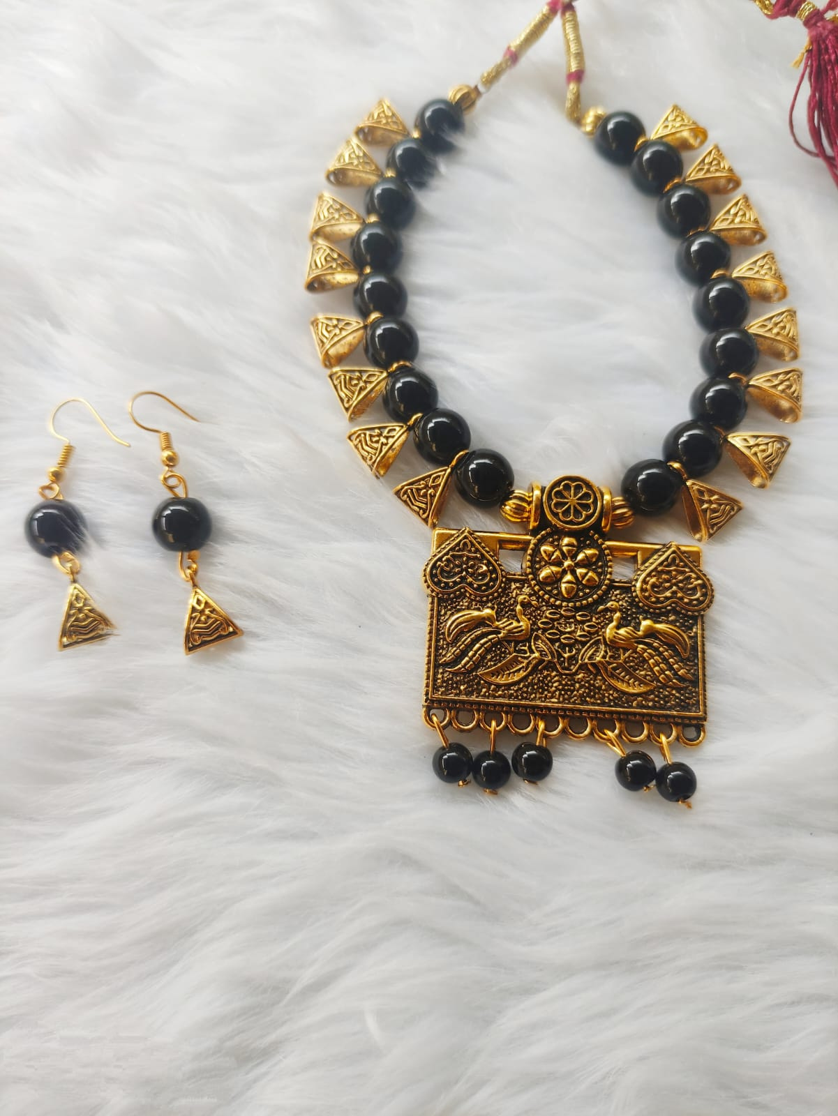 Beaded Gold Plated Choker Set