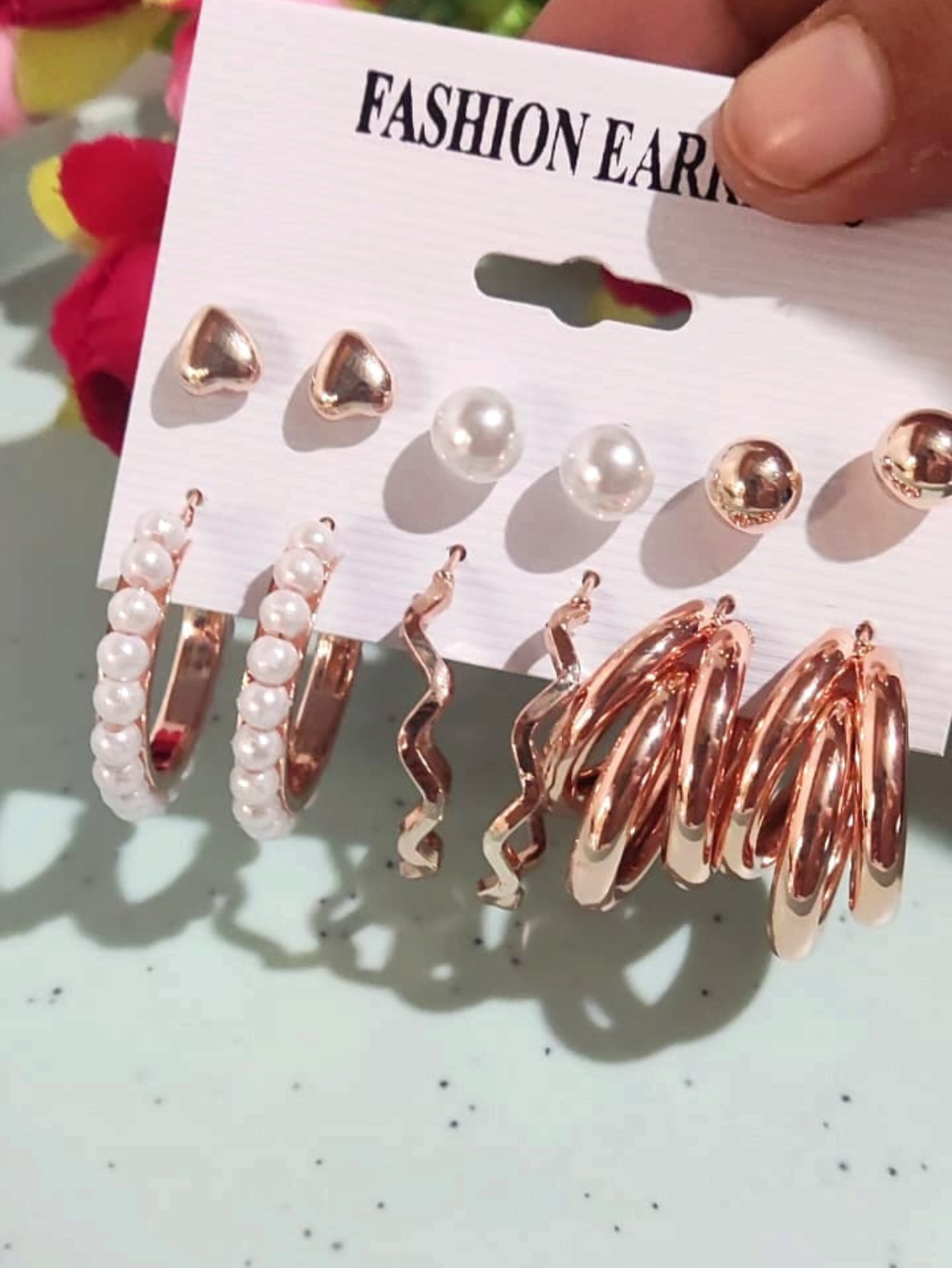 Combo Pearl Gold Hoop & Stud Earring