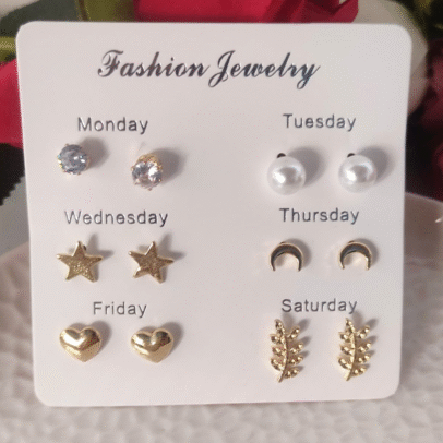Monday to Saturday Earring (Pack of 6 Earrings)