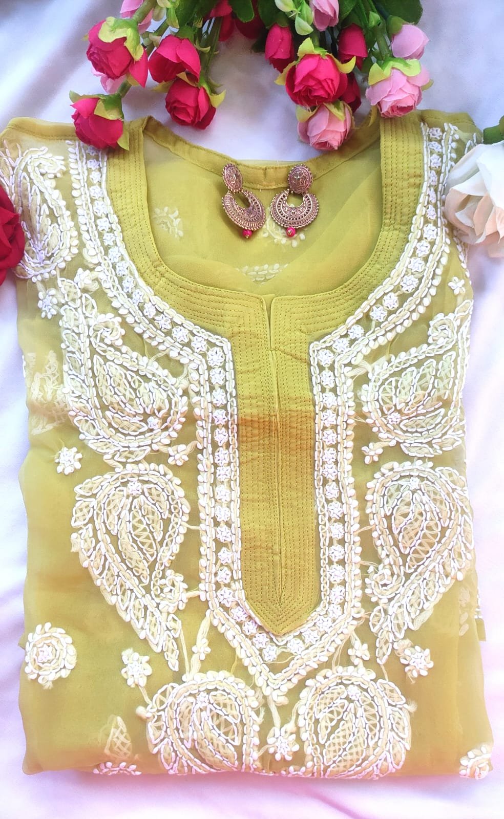 Hand Embriodered Lucknowi Chikankari Kurti(Inner Not Included) - Image 3