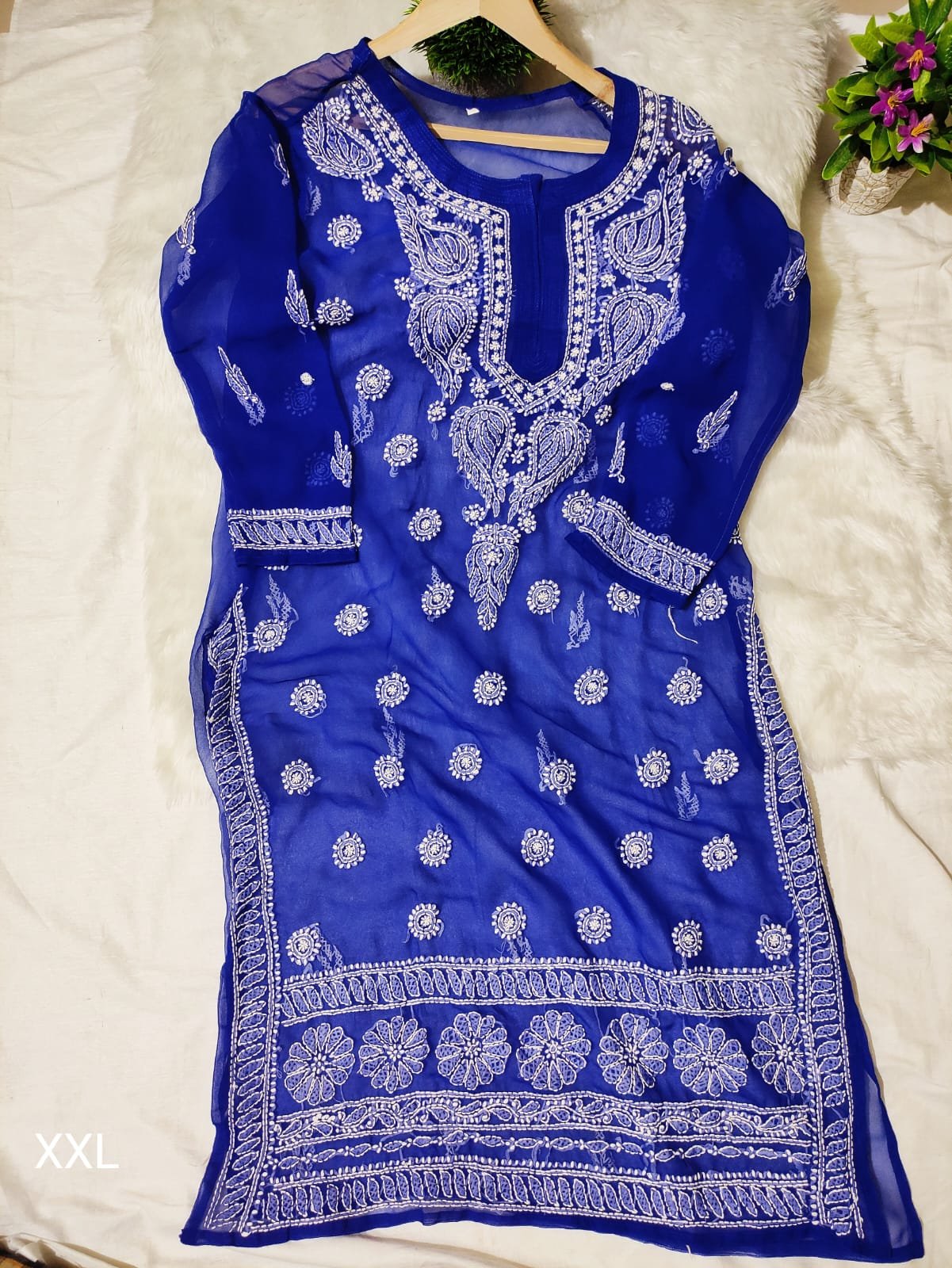 Hand Embriodered Lucknowi Chikankari Kurti(Inner Not Included) - Image 2