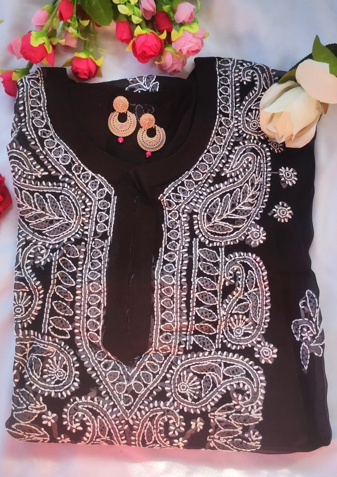 Hand Embriodered Lucknowi Chikankari Kurti(Inner Not Included) - Image 8