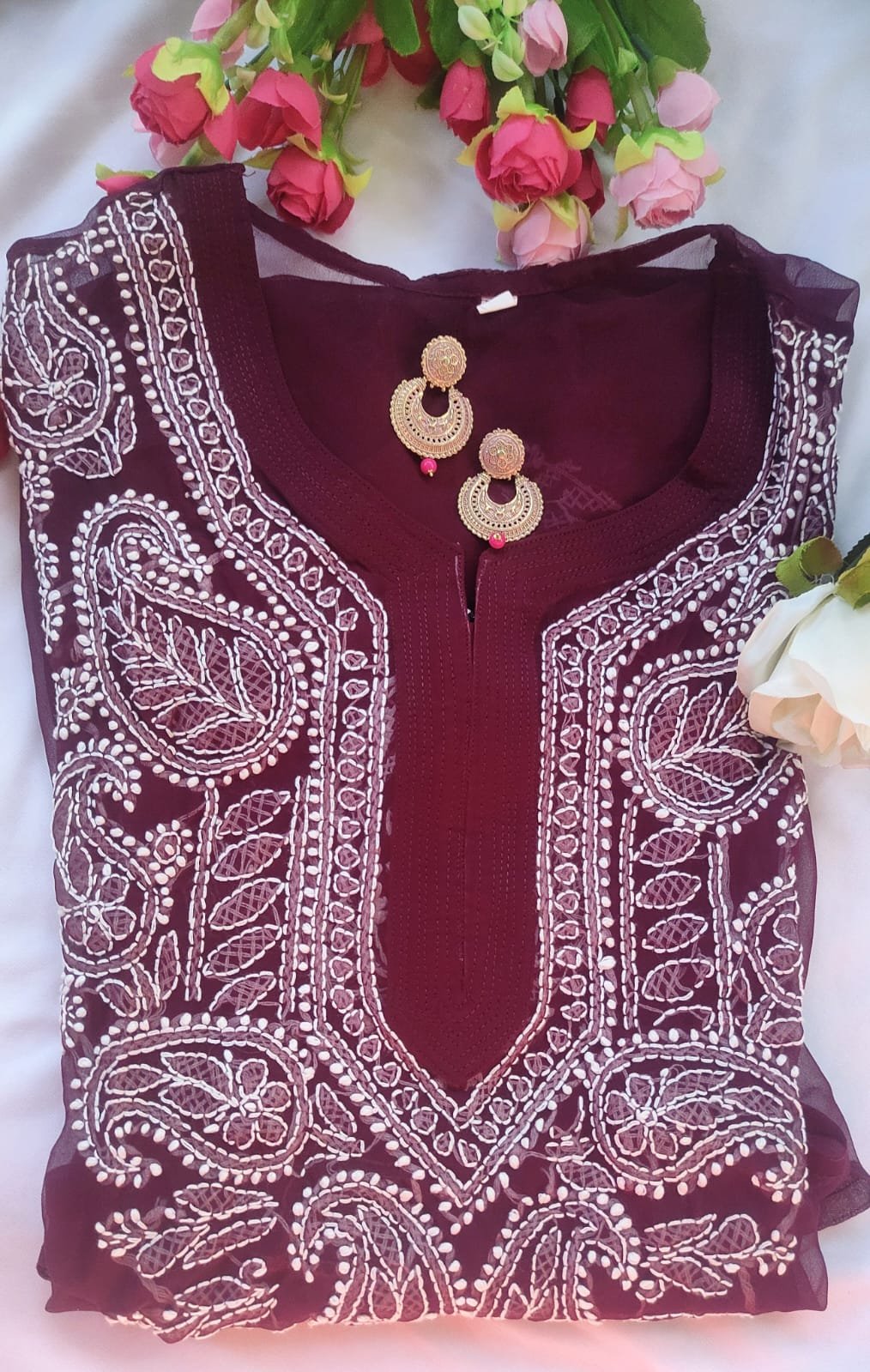 Hand Embriodered Lucknowi Chikankari Kurti(Inner Not Included) - Image 6