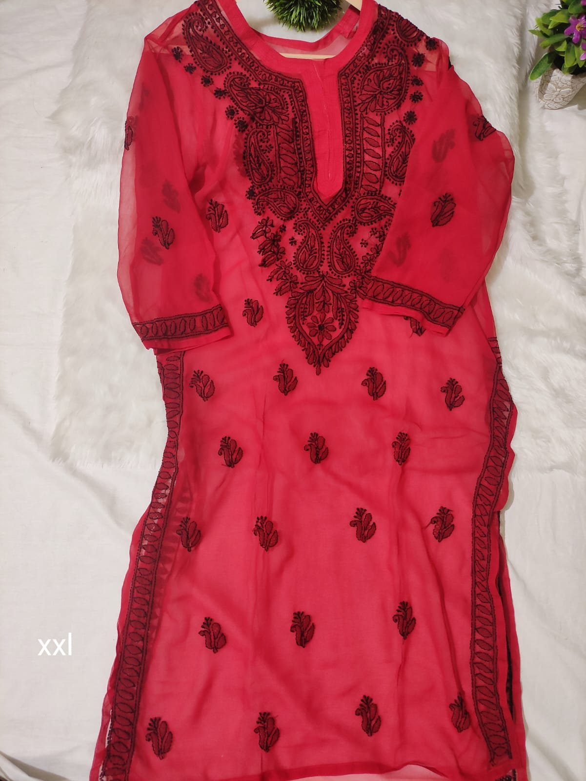 Hand Embriodered Lucknowi Chikankari Kurti(Inner Not Included) - Image 3