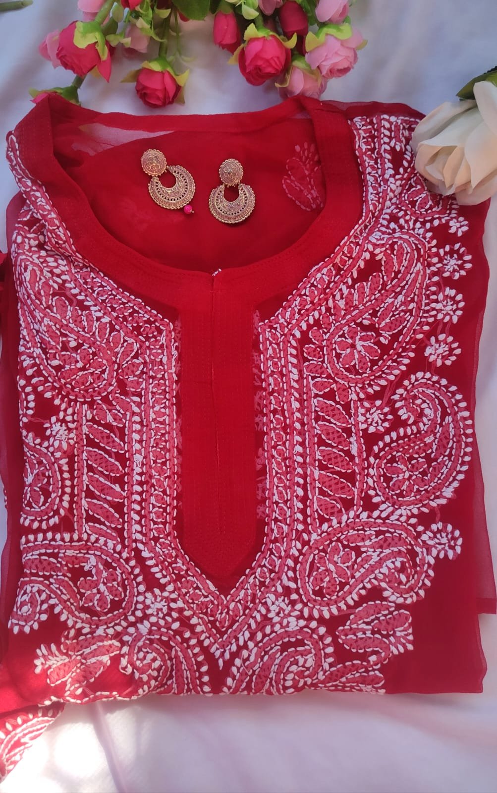 Hand Embriodered Lucknowi Chikankari Kurti(Inner Not Included) - Image 2
