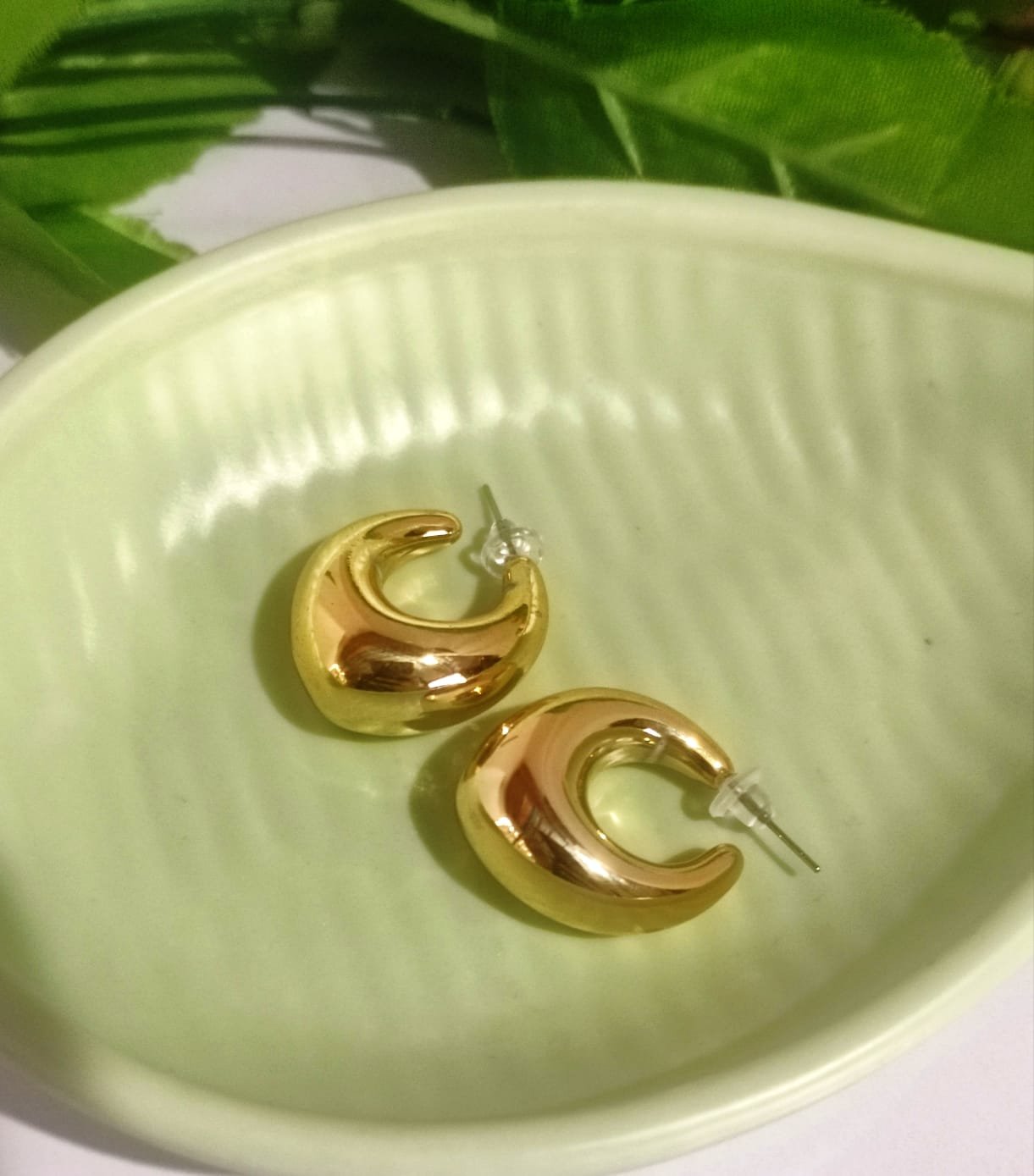 Gold Plated Curve Hoop Earring - Image 2