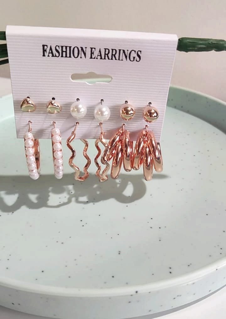 Combo Pearl Gold Hoop & Stud Earring - Image 2