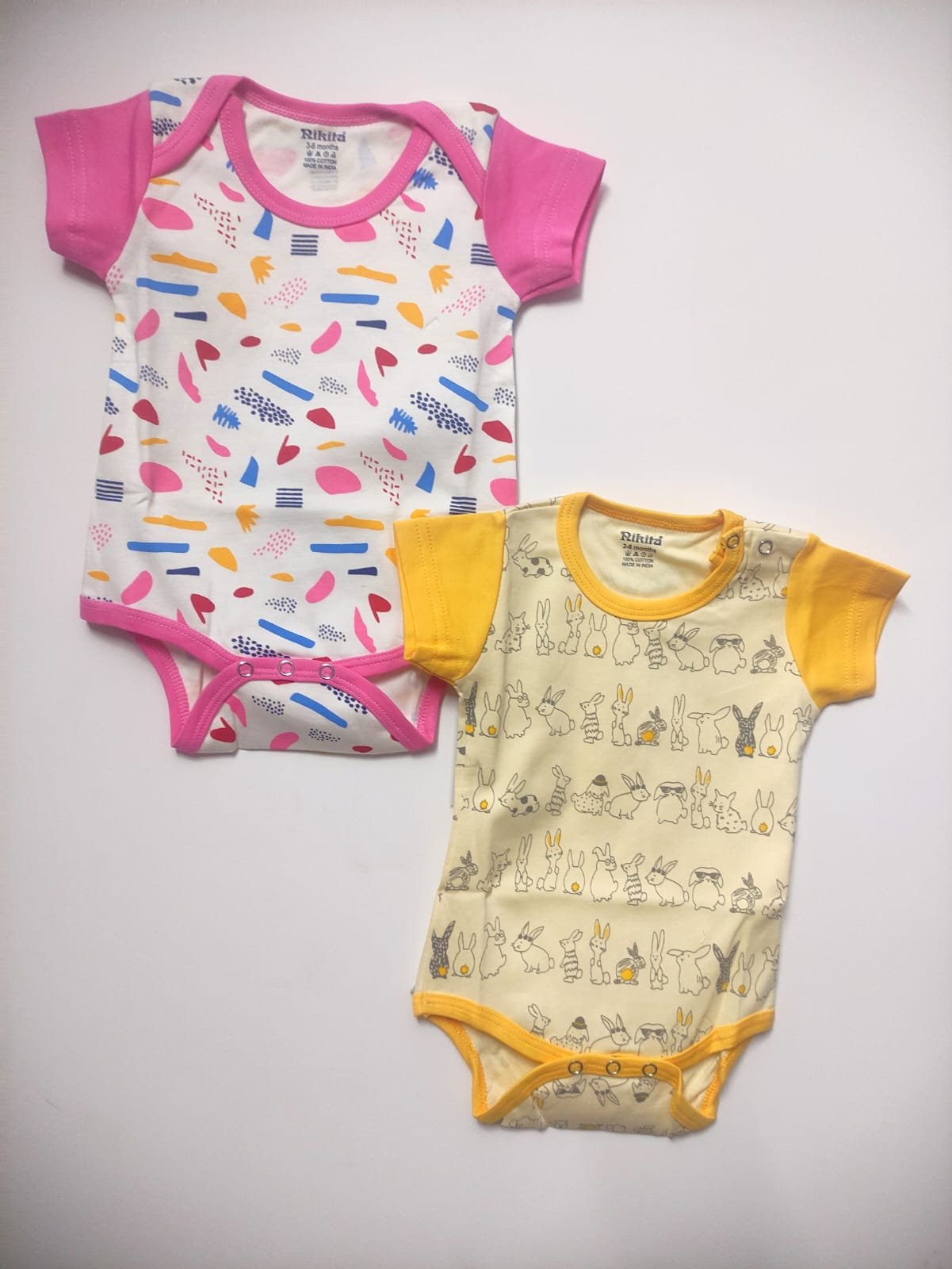 Shravya Passion Kids Cotton Baby Romper Bodysuit Short Sleeve Soft & Comfortable for Boys & Girls Pack of 2