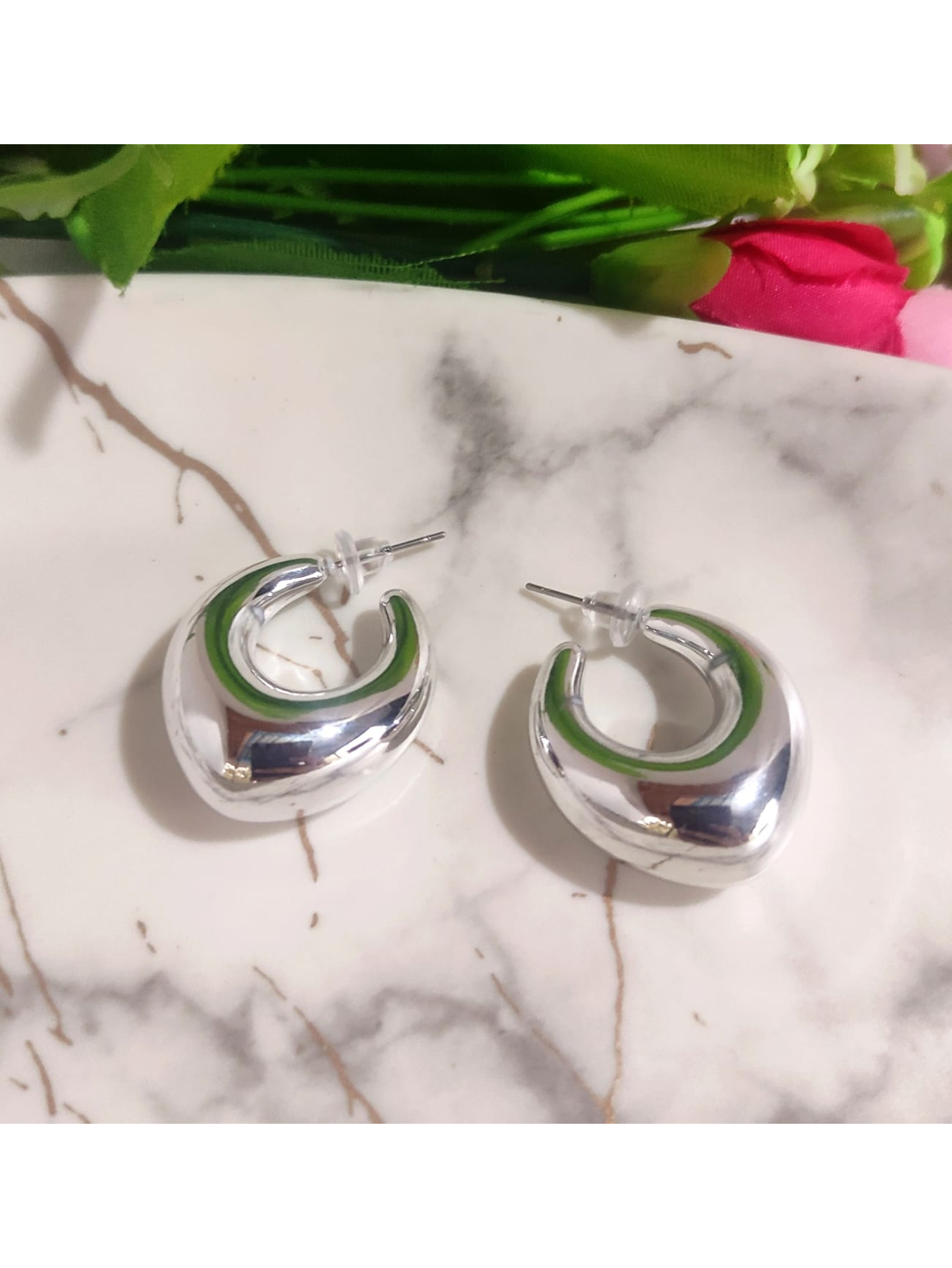 Gold Plated Curve Hoop Earring - Image 3