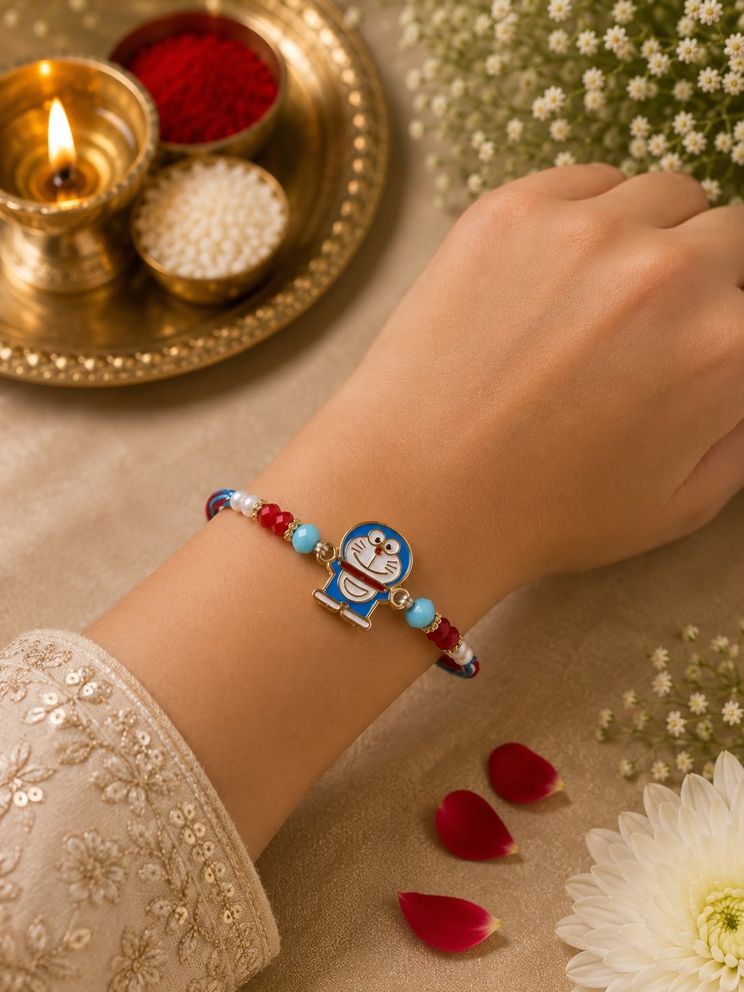 Doraemon Designer Rakhi for Kids | Handmade Cartoon Character Rakhi for Brother with Roli Tikka| Raksha Bandhan Gift / Rakhi Pack of 2 - Image 2