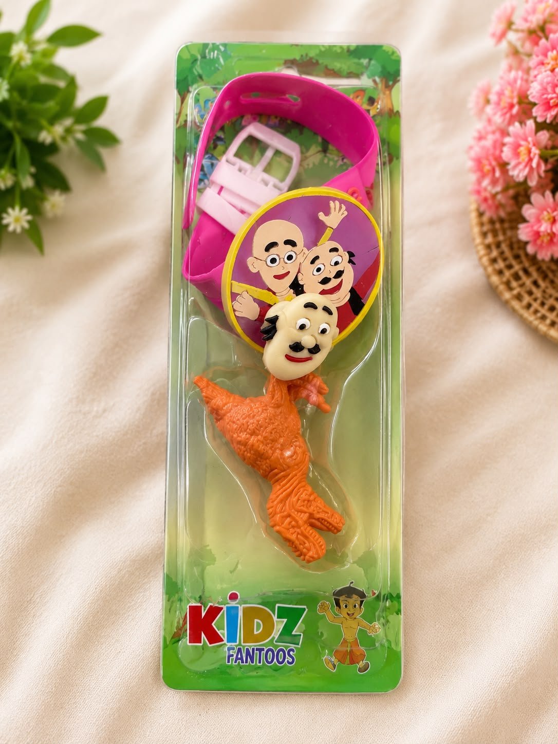 Motu Patlu Kids Silicone Wrist Spinner Band Rakhi with Dino Eraser - Image 2