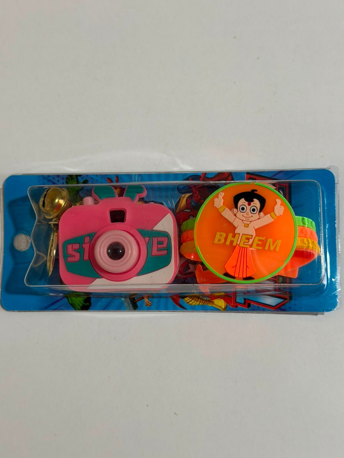 Chhota Bheem Kids Rakhi Gift Set with Mini Camera Keychain,Light Projector & Adjustable Silicone Wrist Band with LED Light - Image 3