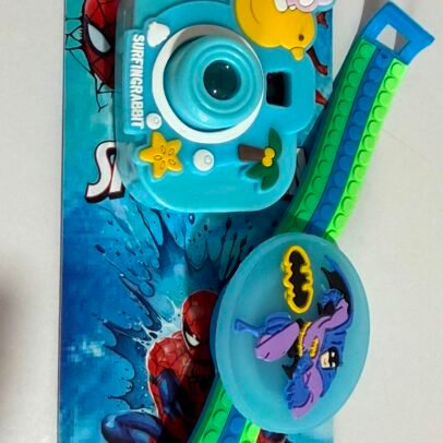 Batman Kids Rakhi Gift Set with Mini Camera Keychain,Light Projector & Adjustable Silicone Wrist Band with LED Light
