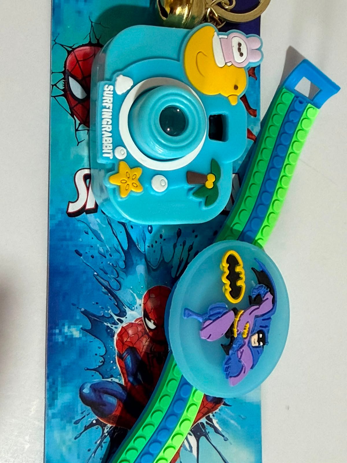 Batman Kids Rakhi Gift Set with Mini Camera Keychain,Light Projector & Adjustable Silicone Wrist Band with LED Light