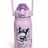 Kids Stainless Steel Vacuum Insulated Water Bottle with Kuromi Cartoon Print, Flip-Top Lid, Wide Mouth Spout & Carry Handle
