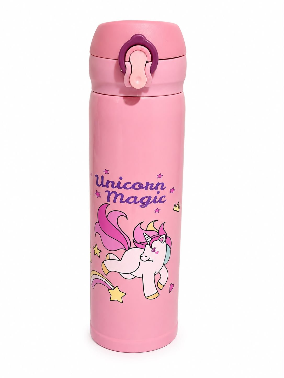 Kids Unicorn Magic Stainless Steel Vacuum Flask Insulated Water Bottle with Leakproof Flip-Top Lid, Pink,500 Ml