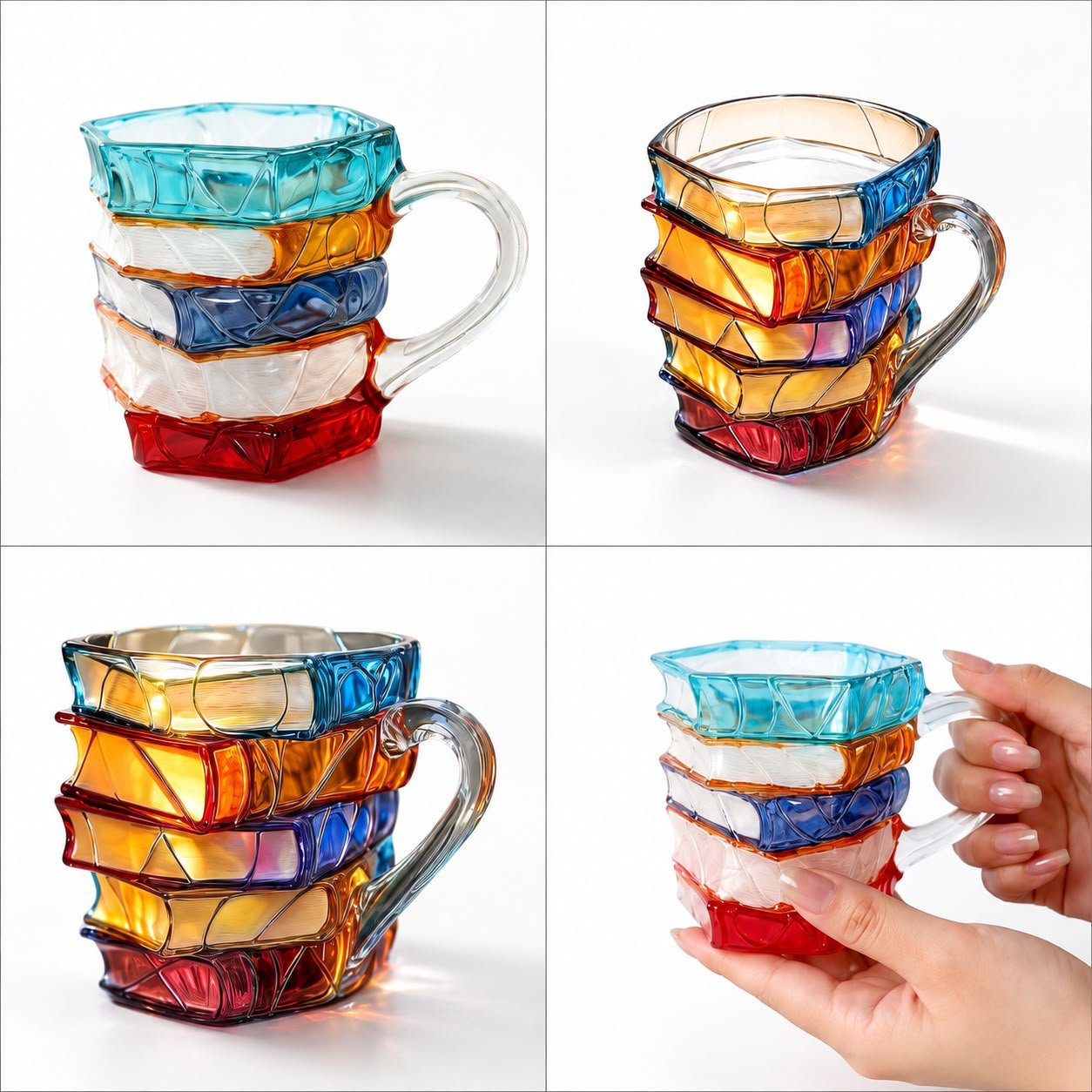 3D Book Glass Mug with Handle – Decorative Tea, Coffee & Juice Cups for Home & Office - Image 2