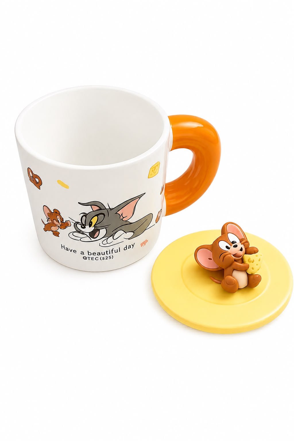 Tom & Jerry Cartoon Printed Ceramic Coffee Mug with Lid for Kids & Adults – Cute Tea & Coffee Cup with Handle - Image 2