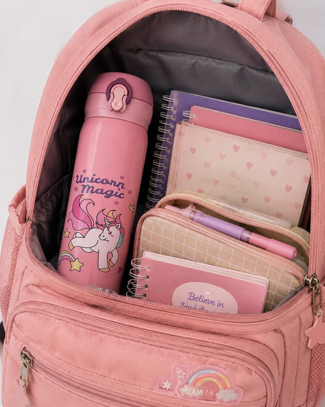 Kids Unicorn Magic Stainless Steel Vacuum Flask Insulated Water Bottle with Leakproof Flip-Top Lid, Pink,500 Ml - Image 5