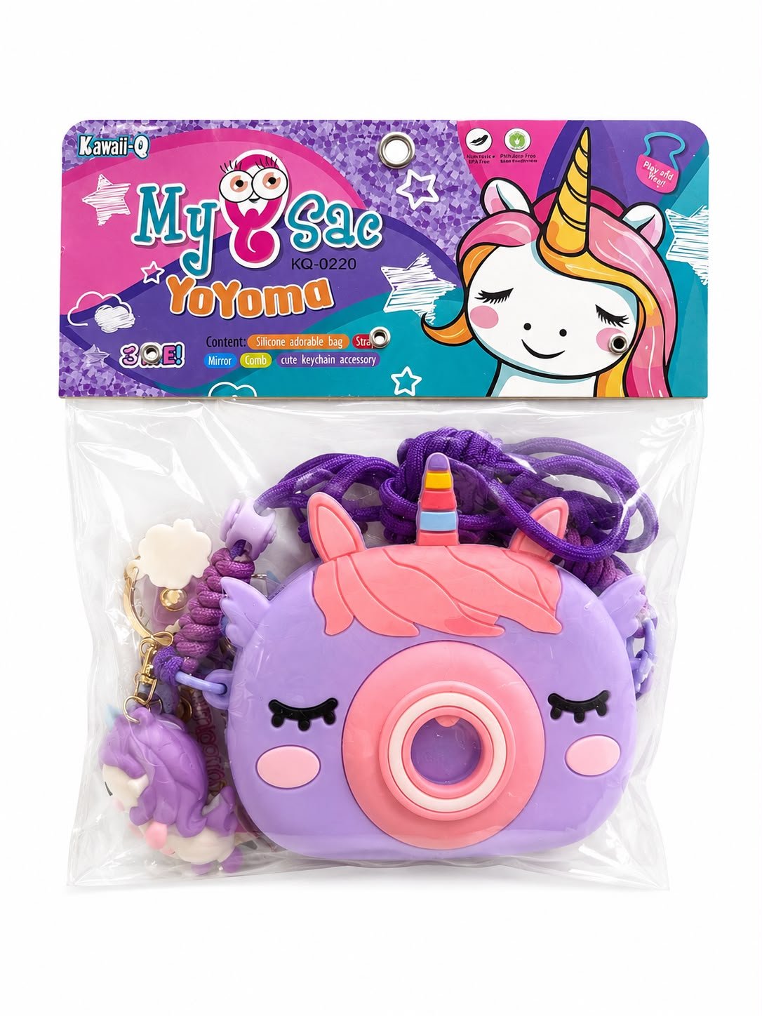 Kids Camera Shape Unicorn Sling Bag for Girls with Hair Comb,Keychain & Mirror included – Cute Cartoon Crossbody Shoulder Bag with Adjustable Rope Strap - Image 8