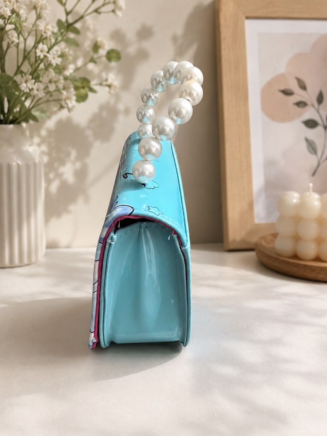 Cute Printed Pearl Handle Mini Handbag for Girls & Kids, Small Fashion Sling Purse with Pearl Handle - Image 11