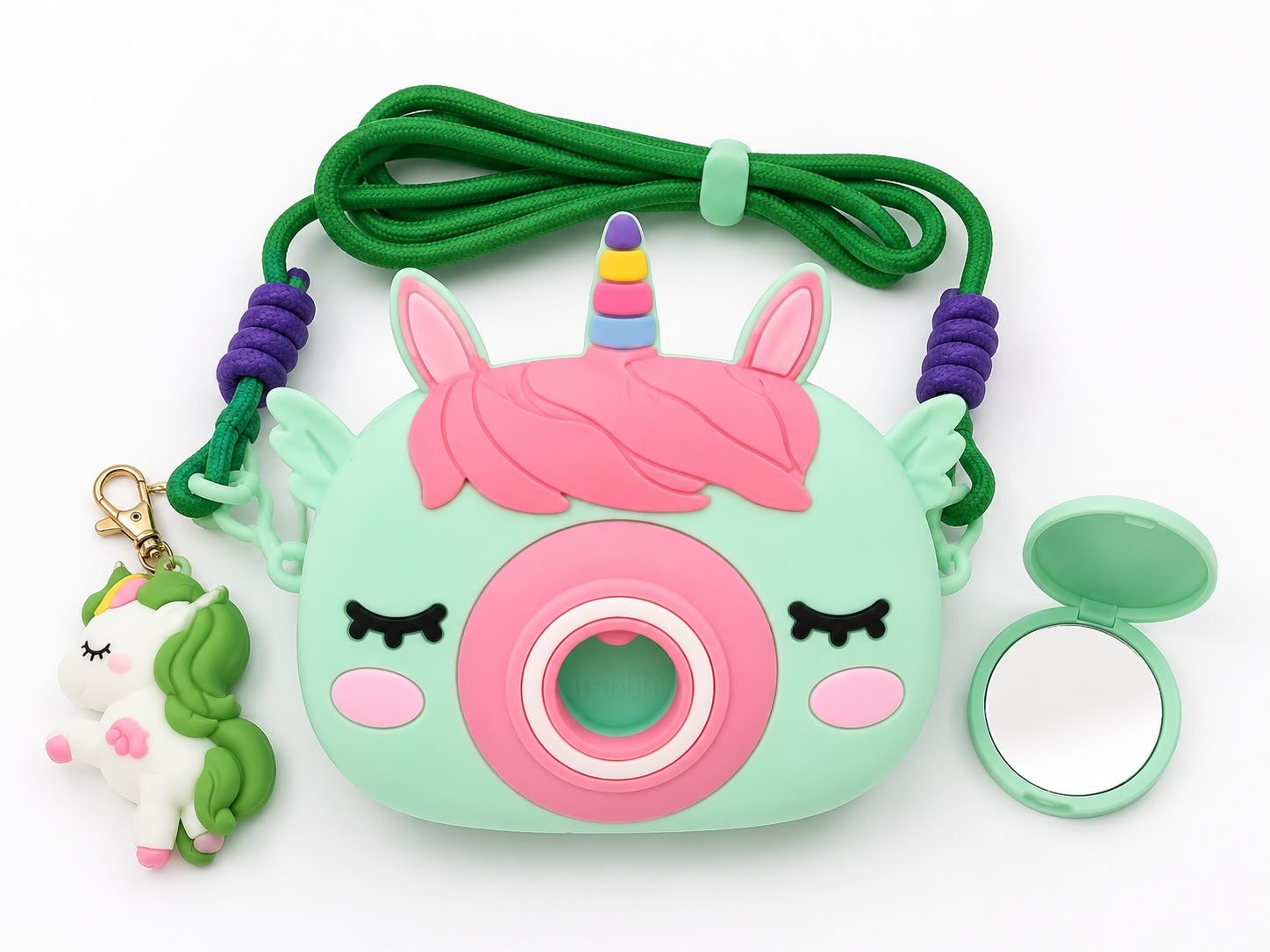 Kids Camera Shape Unicorn Sling Bag for Girls with Hair Comb,Keychain & Mirror included – Cute Cartoon Crossbody Shoulder Bag with Adjustable Rope Strap - Image 9