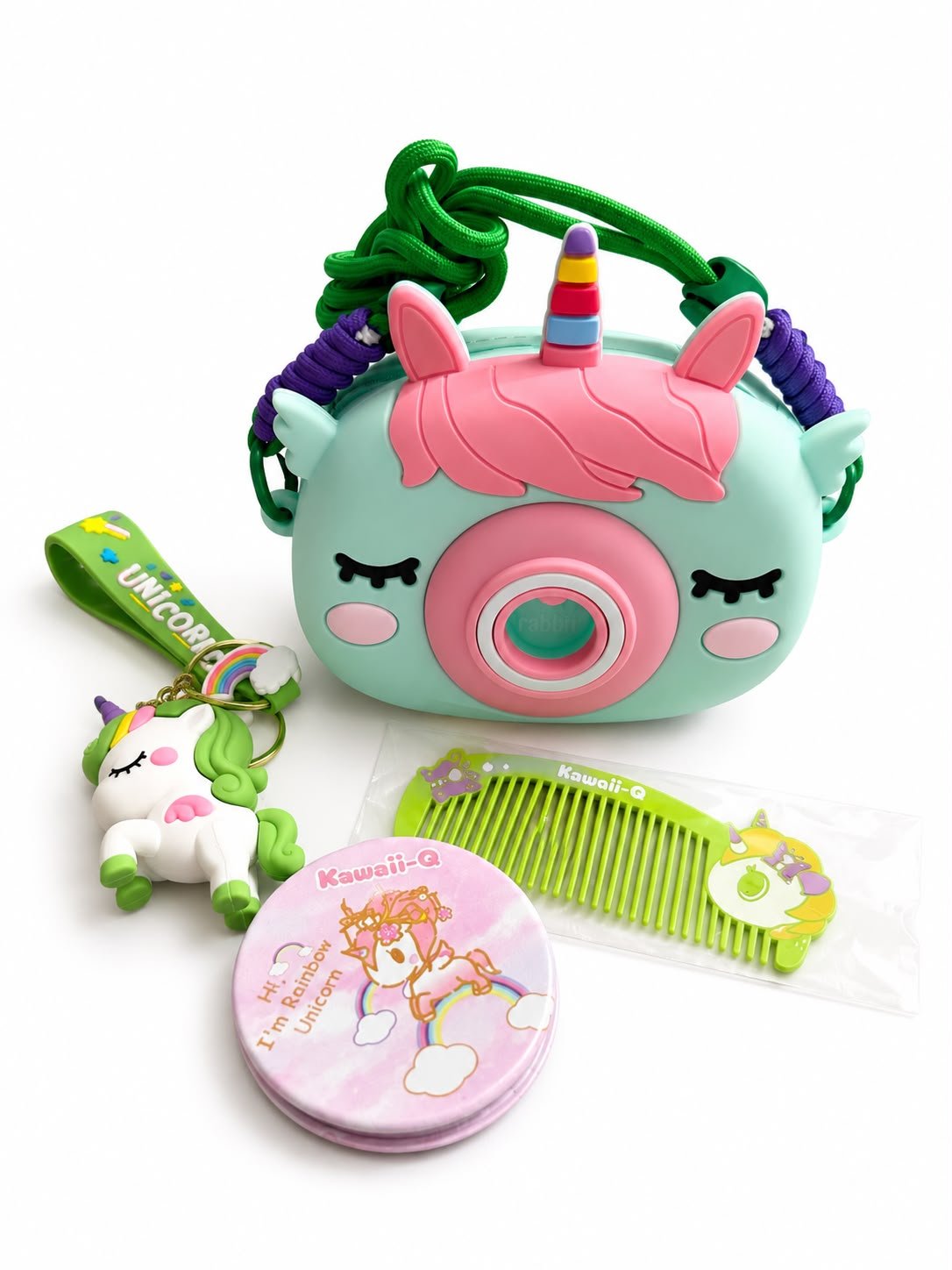 Kids Camera Shape Unicorn Sling Bag for Girls with Hair Comb,Keychain & Mirror included – Cute Cartoon Crossbody Shoulder Bag with Adjustable Rope Strap - Image 10
