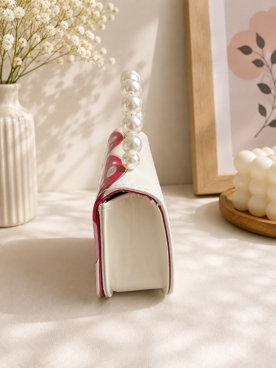 Cute Printed Pearl Handle Mini Handbag for Girls & Kids, Small Fashion Sling Purse with Pearl Handle - Image 15