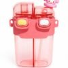 Kids 2 in 1 Dual Compartment Water Bottle with Straw, Double Drink Bottle, Leakproof BPA-Free Sipper Bottle with Adjustable Shoulder Strap,780 Ml