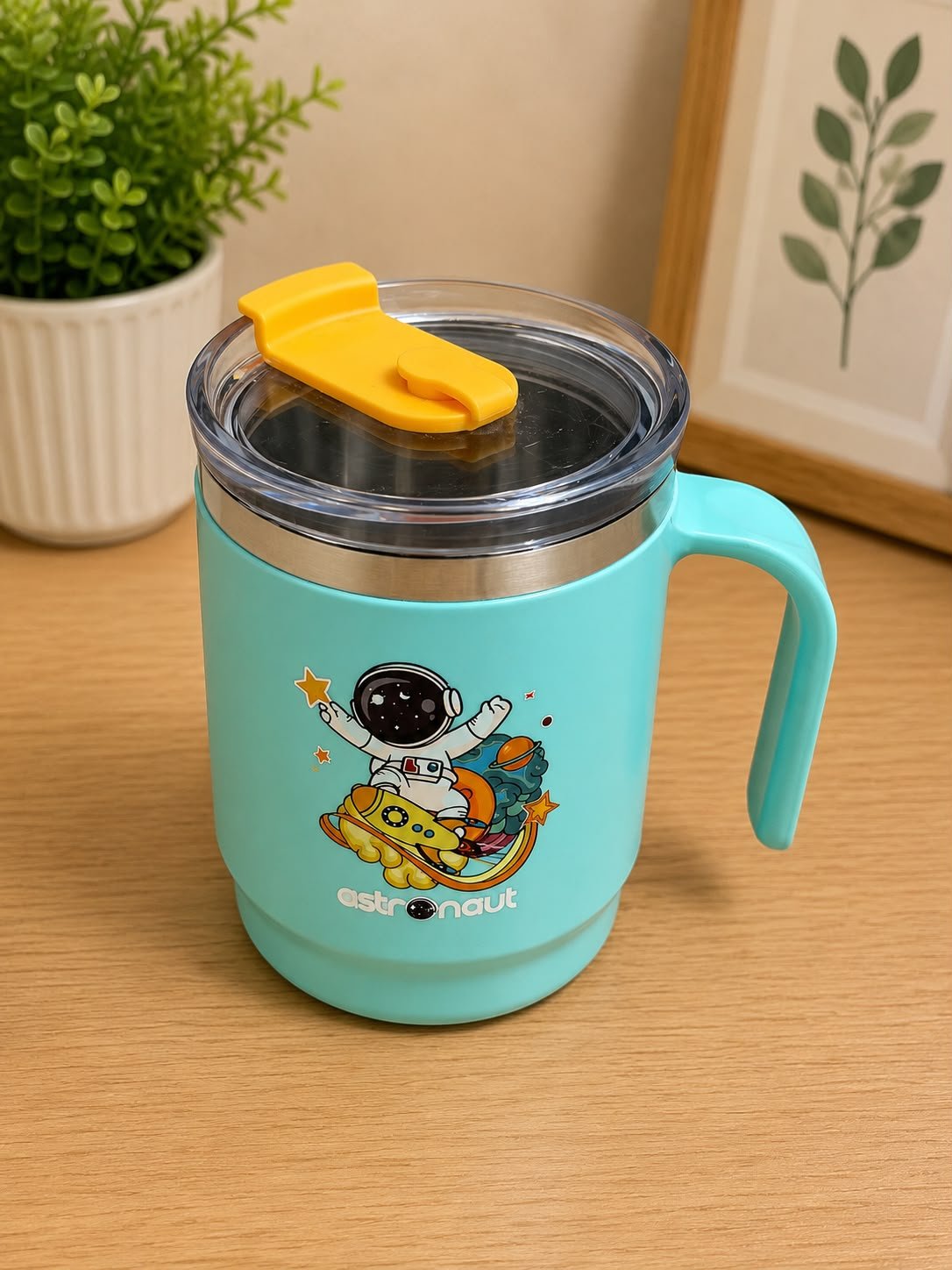 Kids Stainless Steel Insulated Mug with Handle & Lid – Cute Cartoon Printed Travel Cup for Boys & Girls - Image 3