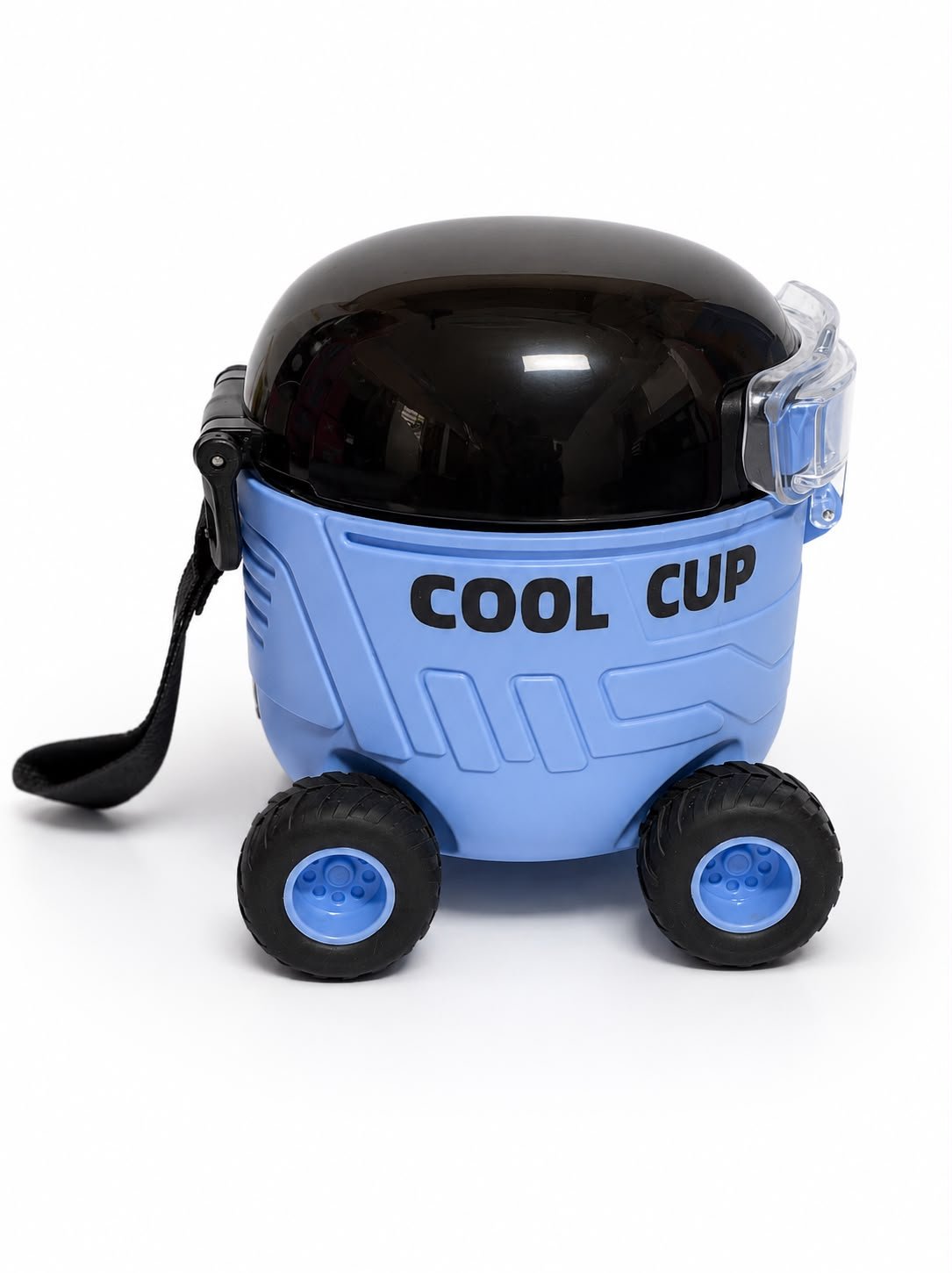 Kids Toy Truck design Sipper Water Bottle with Wheels, Leakproof Flip Straw Lid & Carry Strap for School, Travel & Outdoor Use - Image 2