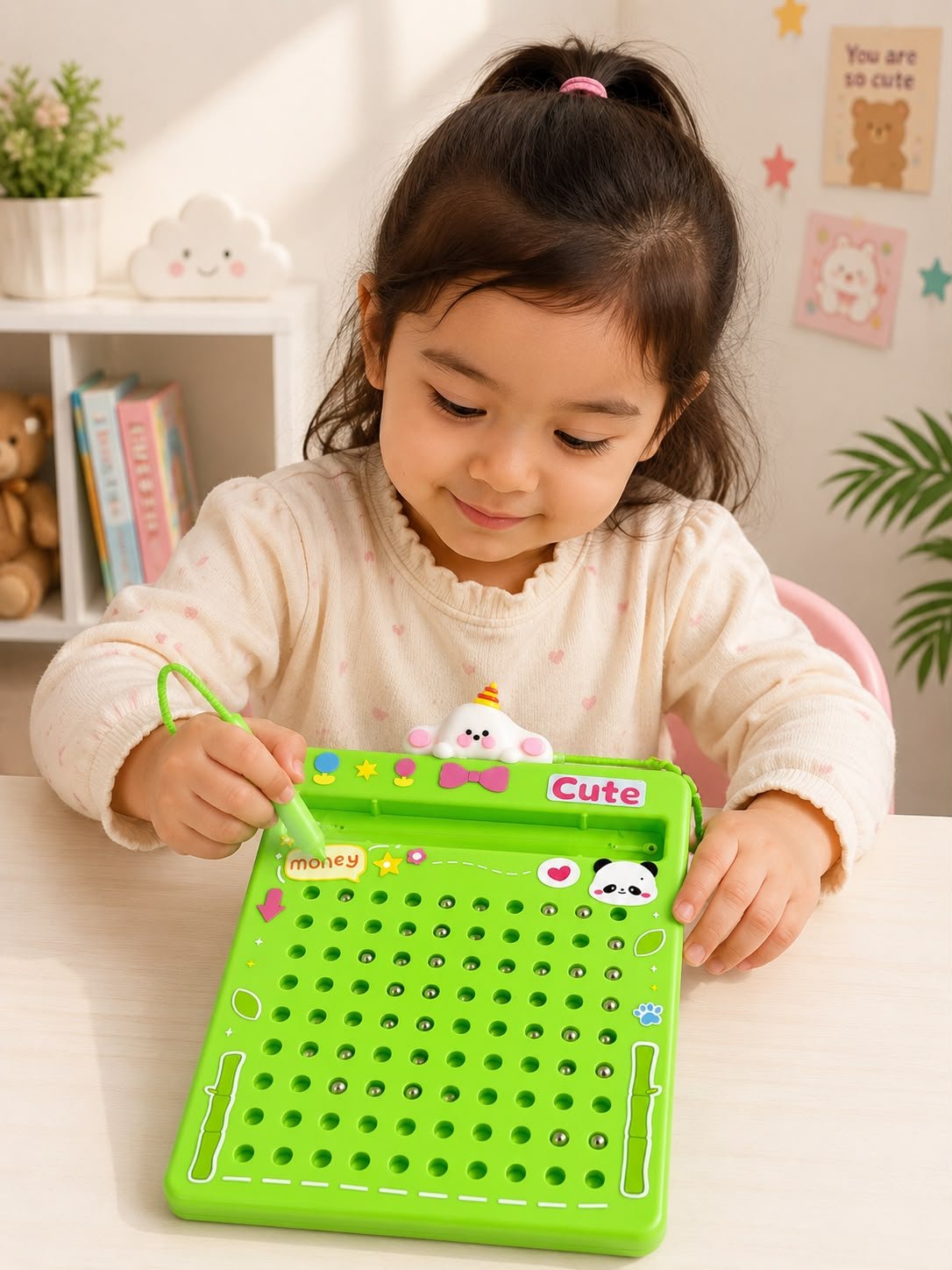 Kids Magnetic Dot Drawing Board with Stylus Pen, Reusable Doodle & Writing Board, Creative Drawing Toy for Children - Image 5